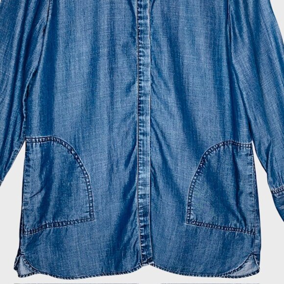 CHICO'S Chambray Denim Tunic Shirt - Size Small - Picture 3 of 7